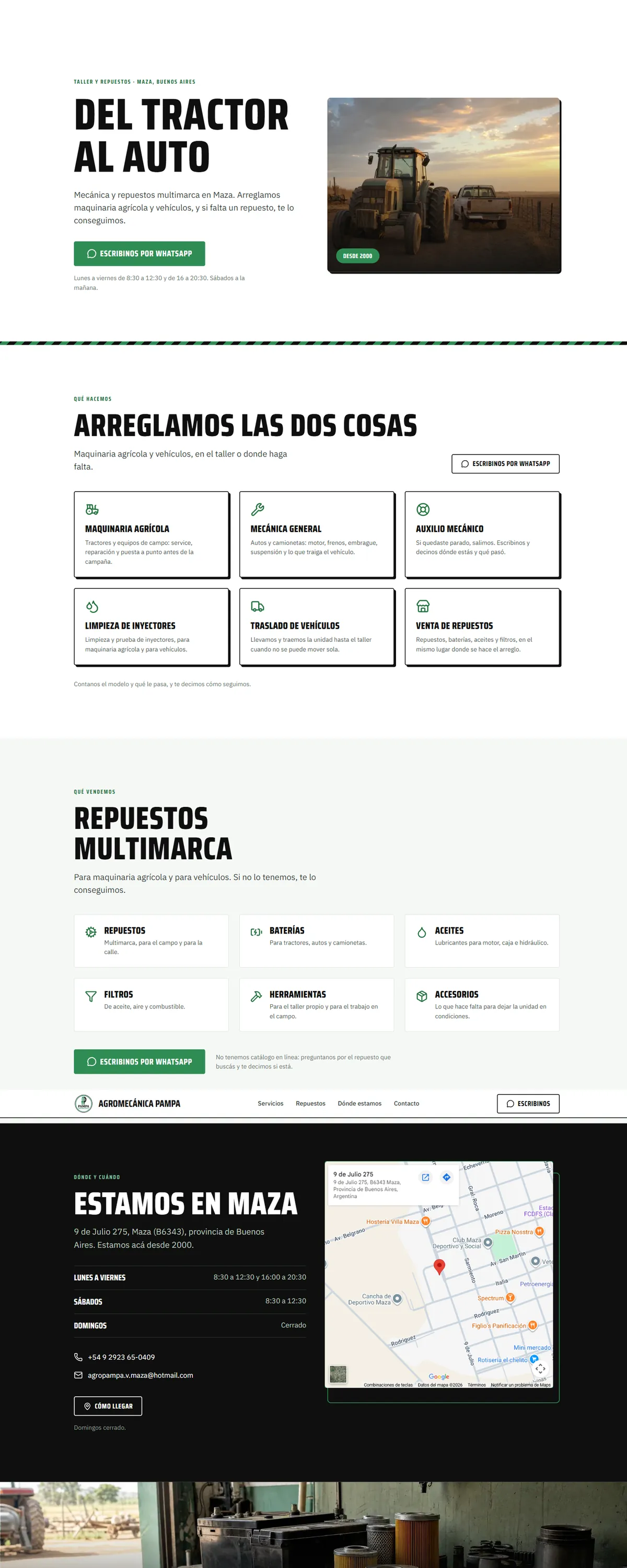 Página de inicio de Agromecánica Pampa en una computadora