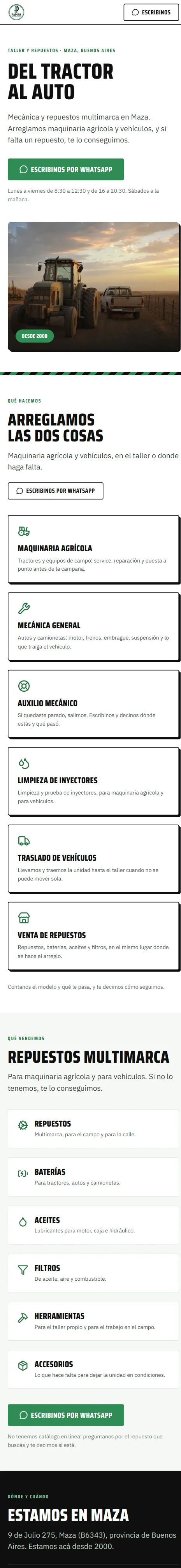 La misma página en un celular