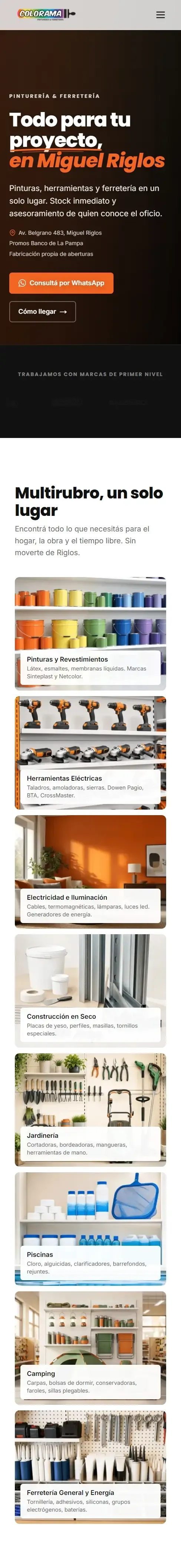 La misma página en un celular
