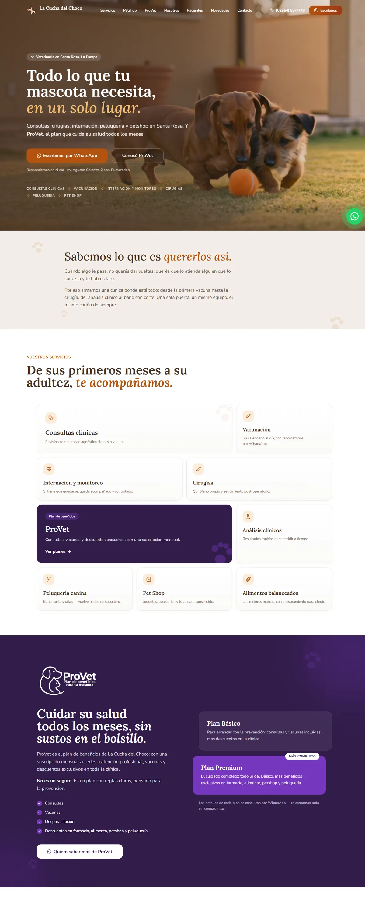Página de inicio de La Cucha del Choco en una computadora