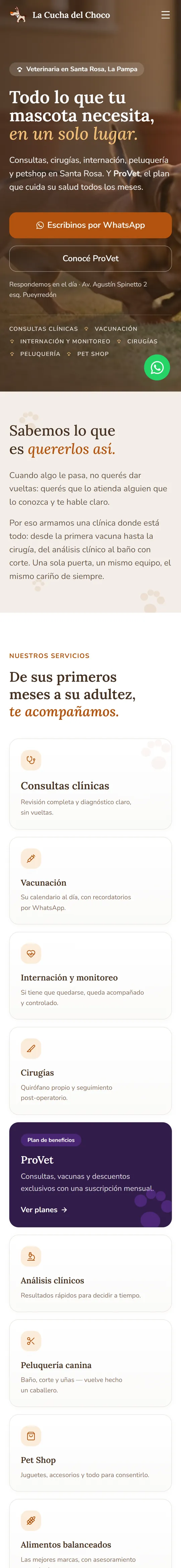La misma página en un celular
